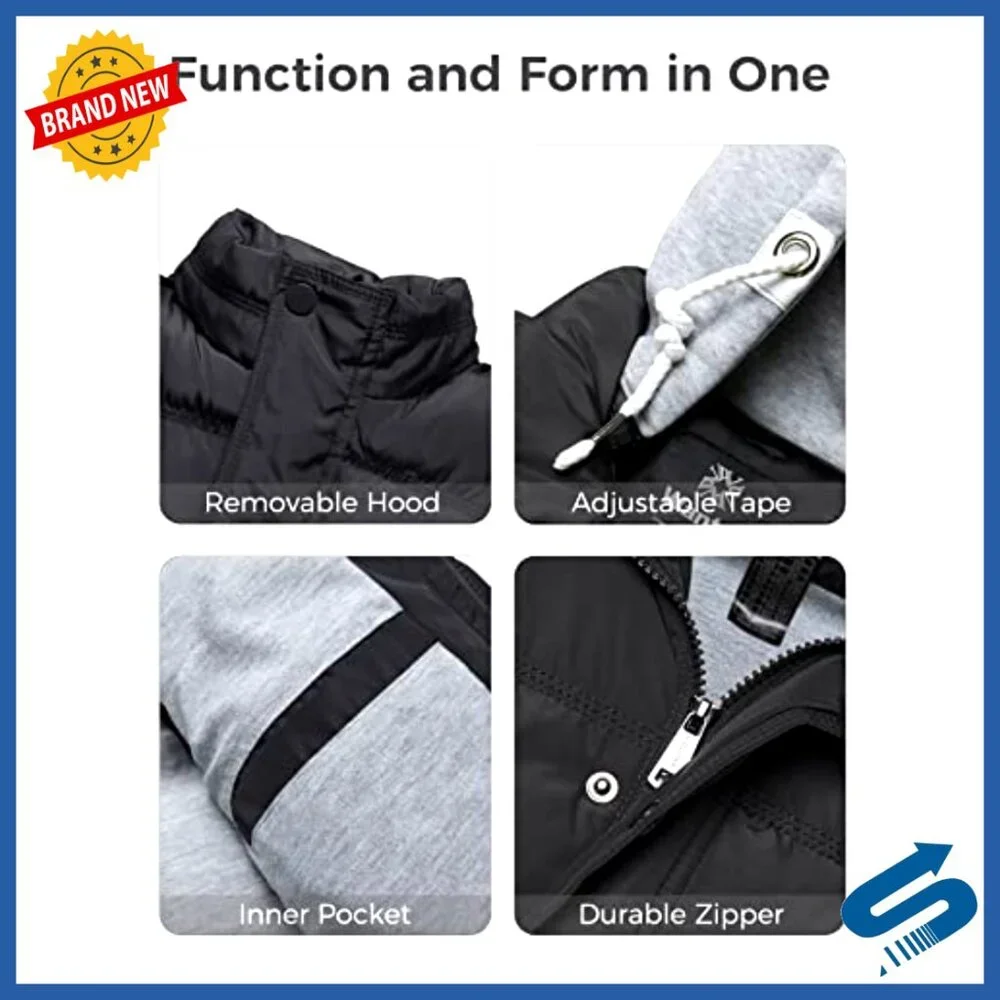 Plus Size Puffer Vest with Removable Hood, Quilted Winter Vest, Sleeveless - Picture 6 of 6